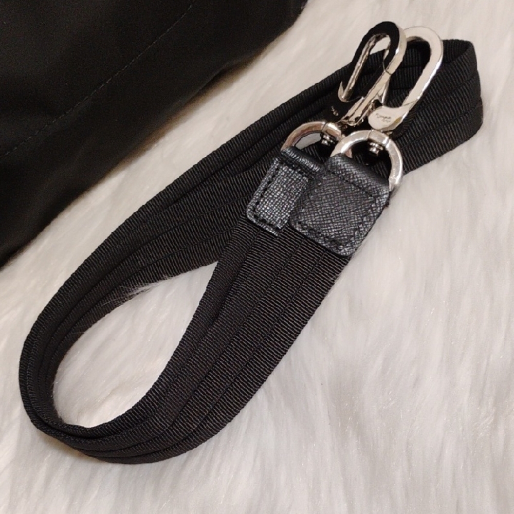 SALE! Like New Longchamp Le Pliage Black Nylon/Leather Small Tote W Strap - Picture 5 of 14